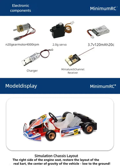 Minimum RC Sengi KART-80 Assembled RC Remote Control Micro Scale RC Car Simulation Kart go kart Kit PNP For Children Kids