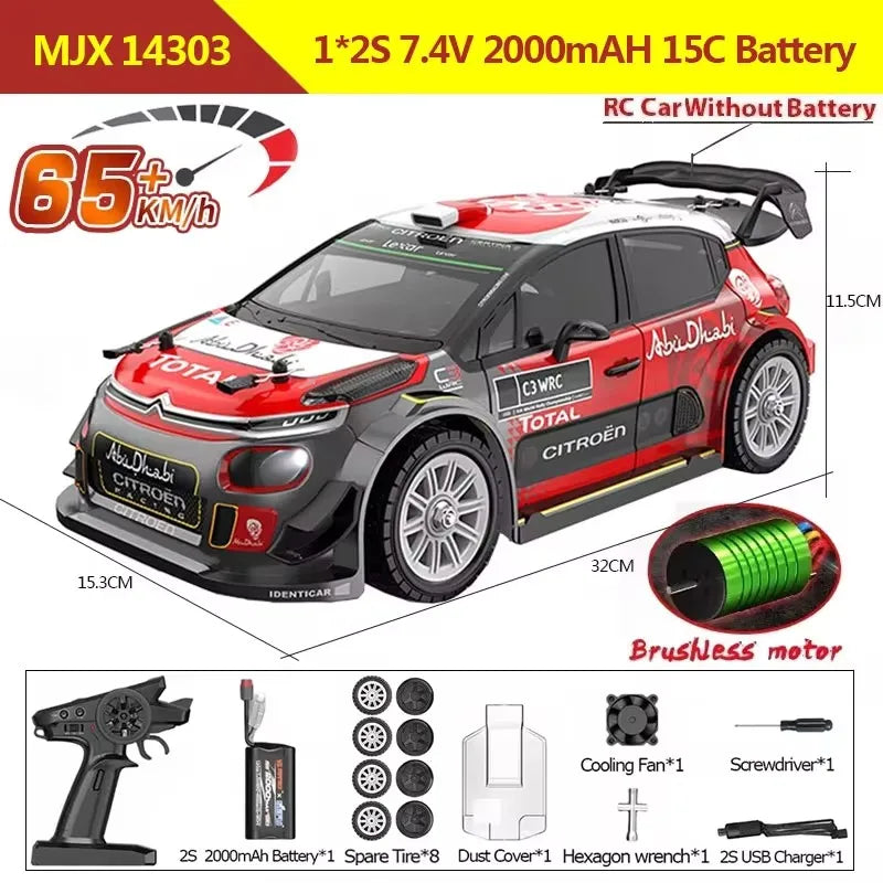 Hyper Go MJX 14303 1：14 4WD Off-Road RC Car 65KM/H LED Remote Control Cars Brushless High Speed Drift Monster Truck Rally Cars