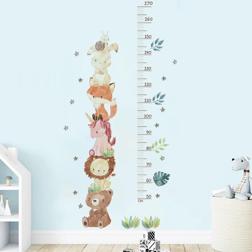 Nordische Tier Bär Löwe Hase Höhe messen Wanda uf kleber Kinder wachsen Diagramm Wandt attoos für Kinderzimmer Baby Kinderzimmer PVC