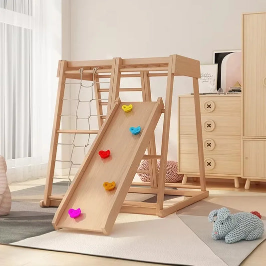 Großhandel Holz Montessori Spielplatz Kinder Outdoor Klettergerüst mit Rutsche und Leiter