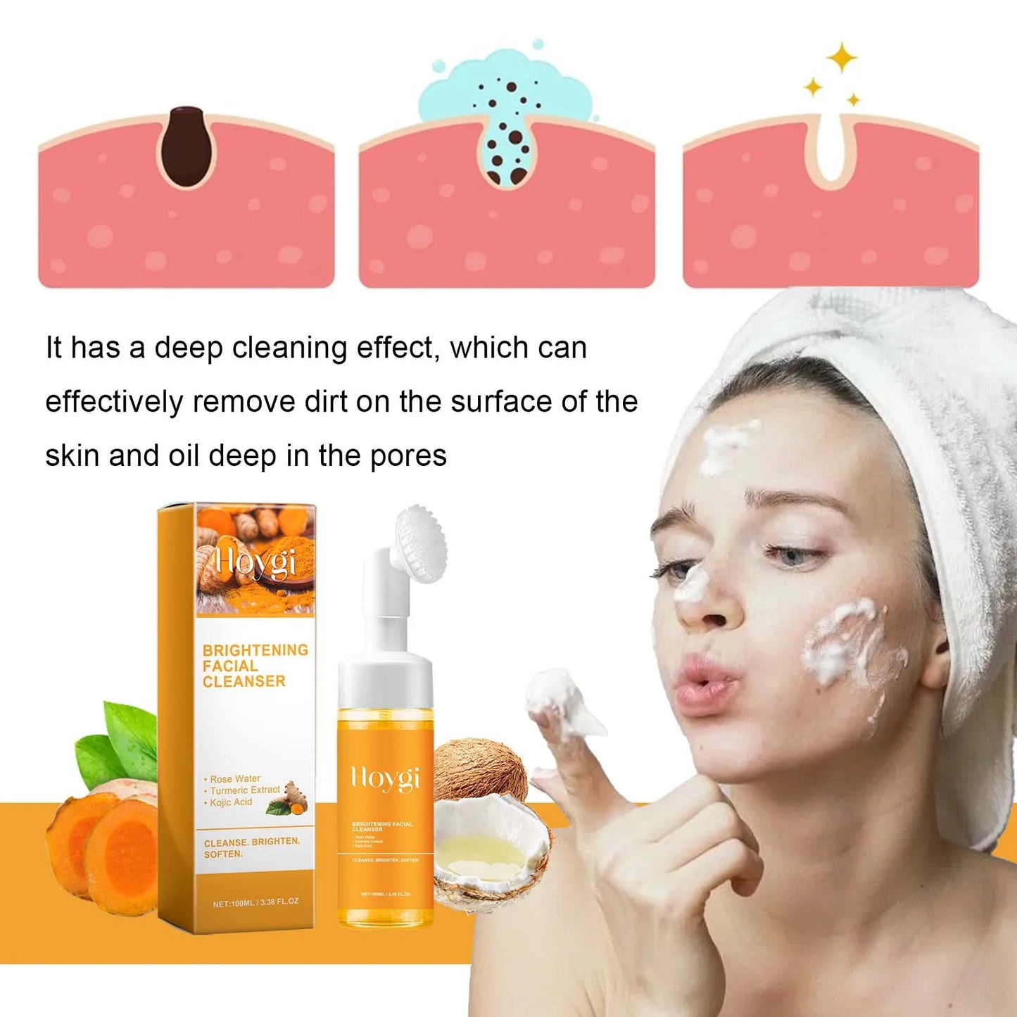 Kurkuma Reiniger Dark Spot Remover Öl Kontrolle Gesichts peeling feuchtigkeit spendende aufhellende Hautpflege Koji säure Reinigungs pads