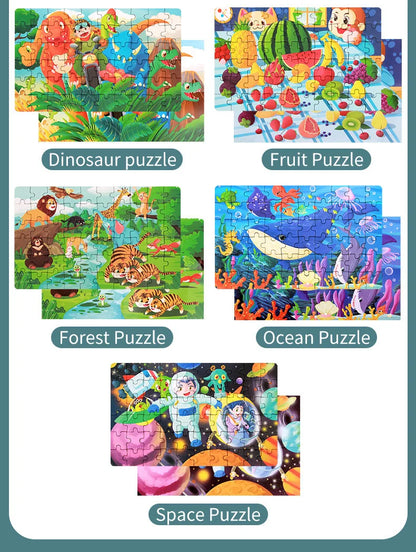 Jigsaw Puzzle Cartoon Animal Fruit Puzzles for Kids Educational Learning Toys Children Montessori Games 60-Piece Paper