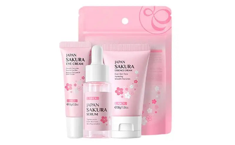 Face Skin Care Set Cleanser Sakura Essence Cream Moisturizing Whitening & Anti-Aging Toner Eye Cream Face Serum Eye Skin Care