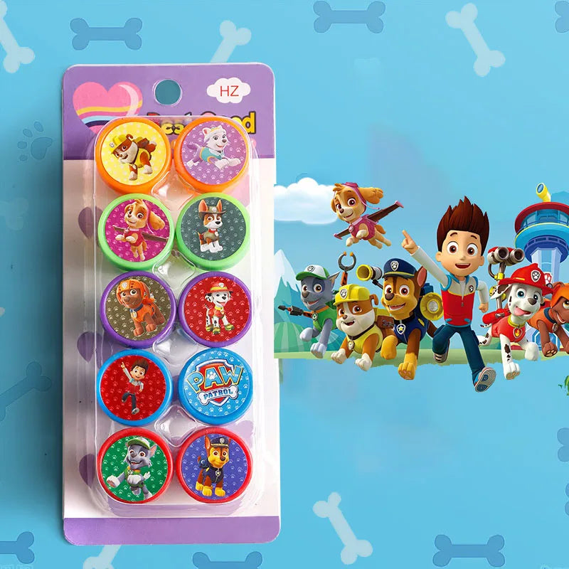 10 teile/satz Pfote Patrouille Siegel Stempel Cartoon Chase Marshall Schutt Skye Sanrio Action figuren bunte Muster Spielzeug Geburtstags geschenke