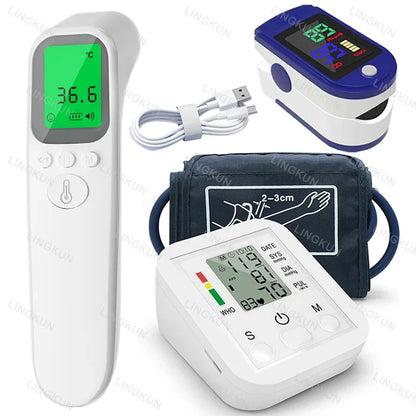 LCD Upper Arm Electronic Blood Pressure Monitor Home Automatic Digital Sphygmomanometer Tonometer Heart Rate Tensiometer