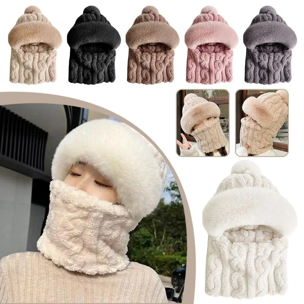 Hutmaske Onepiece Winter Radfahren Strickmütze Herbst und Winter Schal Mütze Schal warm und stilvoll für Frauen nicht reizend