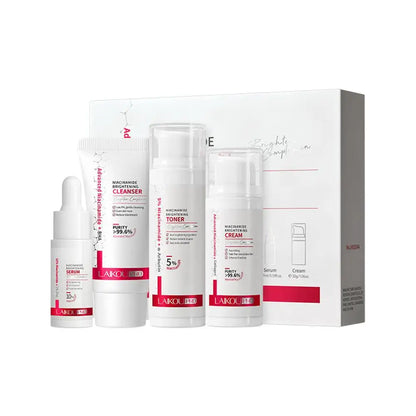 Niacinamid-Hautpflegeset 4/5-tlg. – Creme, Serum, Toner & Reiniger für Aufhellung, Mitesserreduktion & Feuchtigkeit