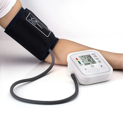 LCD Upper Arm Electronic Blood Pressure Monitor Home Automatic Digital Sphygmomanometer Tonometer Heart Rate Tensiometer