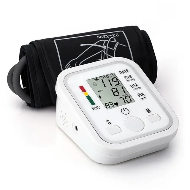 LCD Upper Arm Electronic Blood Pressure Monitor Home Automatic Digital Sphygmomanometer Tonometer Heart Rate Tensiometer