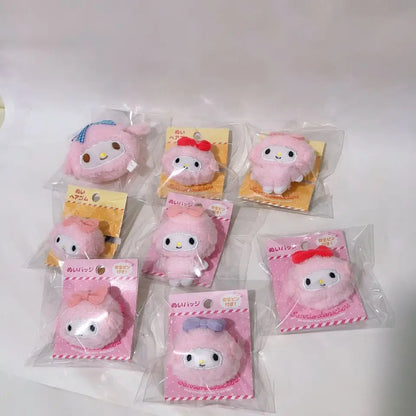 Sanrio mein süßes Klavier Kawaii Plüsch Füllung Puppe Anhänger rosa Lamm Gummis chnur Cartoon Plüsch Brosche Mädchen Dekoration Geburtstag