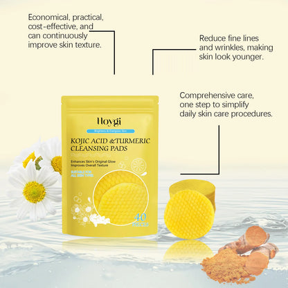 Kurkuma Reiniger Dark Spot Remover Öl Kontrolle Gesichts peeling feuchtigkeit spendende aufhellende Hautpflege Koji säure Reinigungs pads