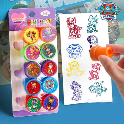 10 teile/satz Pfote Patrouille Siegel Stempel Cartoon Chase Marshall Schutt Skye Sanrio Action figuren bunte Muster Spielzeug Geburtstags geschenke