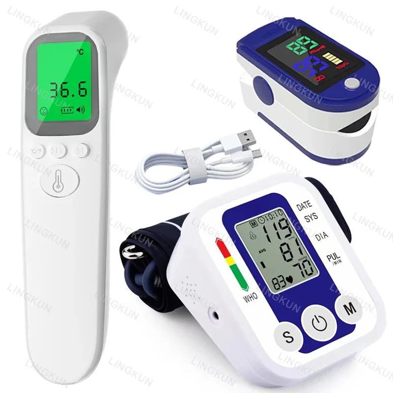 LCD Upper Arm Electronic Blood Pressure Monitor Home Automatic Digital Sphygmomanometer Tonometer Heart Rate Tensiometer