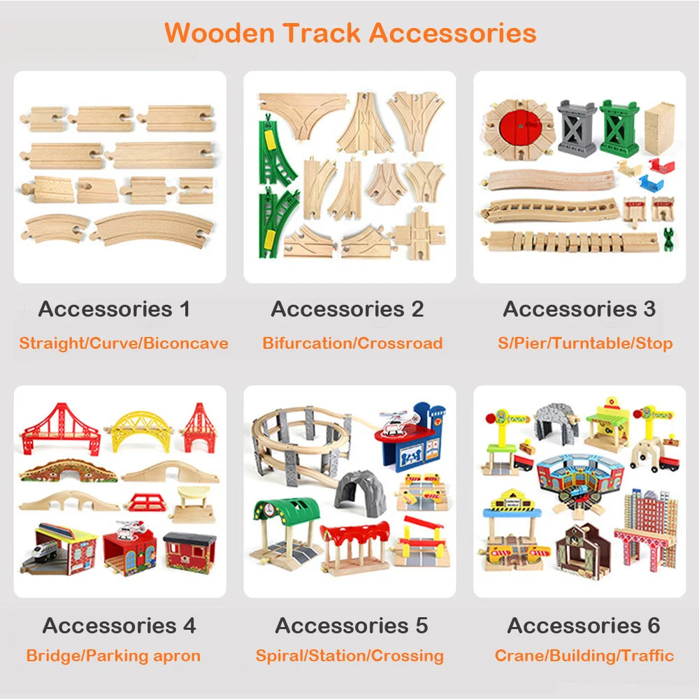 New Wooden Track Accessories Beech Wood Railway Train Track Parts fit for Brand Wood Tracks Education Toys for Children