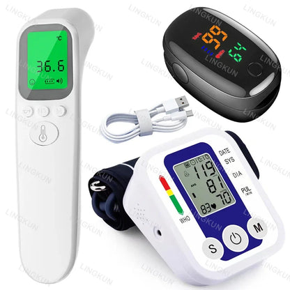 LCD Upper Arm Electronic Blood Pressure Monitor Home Automatic Digital Sphygmomanometer Tonometer Heart Rate Tensiometer