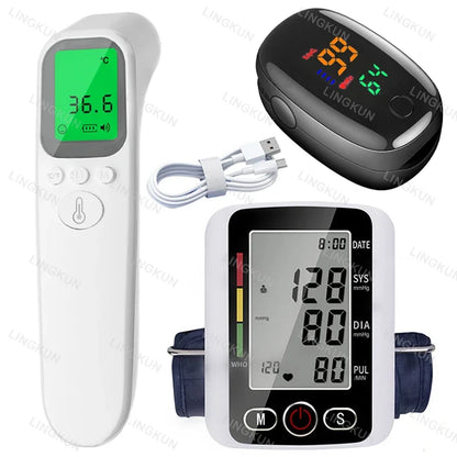 LCD Upper Arm Electronic Blood Pressure Monitor Home Automatic Digital Sphygmomanometer Tonometer Heart Rate Tensiometer