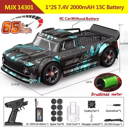 Hyper Go MJX 14303 1：14 4WD Off-Road RC Car 65KM/H LED Remote Control Cars Brushless High Speed Drift Monster Truck Rally Cars