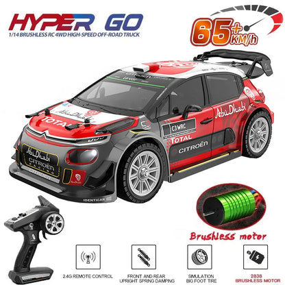 Hyper Go MJX 14303 1：14 4WD Off-Road RC Car 65KM/H LED Remote Control Cars Brushless High Speed Drift Monster Truck Rally Cars