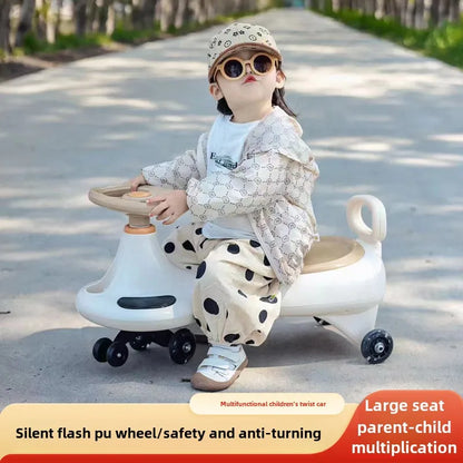 Battery version Children's twist car anti-rollover rocking car 3-6 years old boy girl scooter silent Swing car With Light &Music