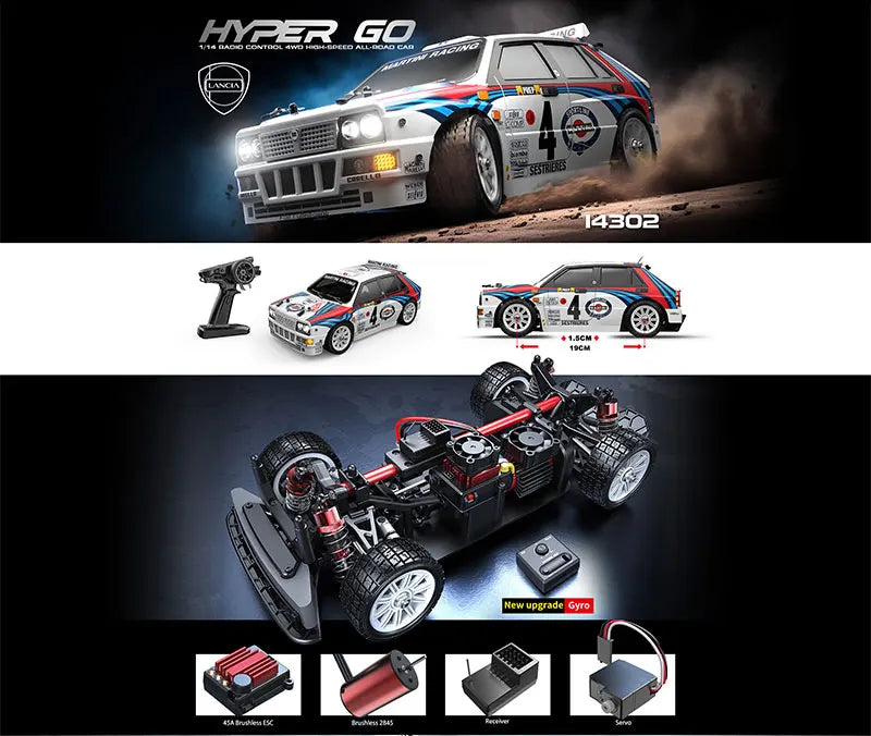 Hyper Go MJX 14303 1：14 4WD Off-Road RC Car 65KM/H LED Remote Control Cars Brushless High Speed Drift Monster Truck Rally Cars