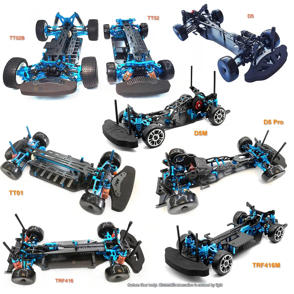 Tamiya Sakura TT02B TT02 TT01 D5 D5S TRF416 1:10 4WD RC Car Kohlefaserrahmen Al-Legierung DIY Modell Drift Racing Upgrade Teile KIT