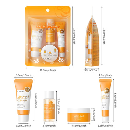 Vitamin-C-Hautpflege-Set 4-tlg. – Gesichtscreme, Reiniger, Essenz & SPF 50+ Sonnenschutz