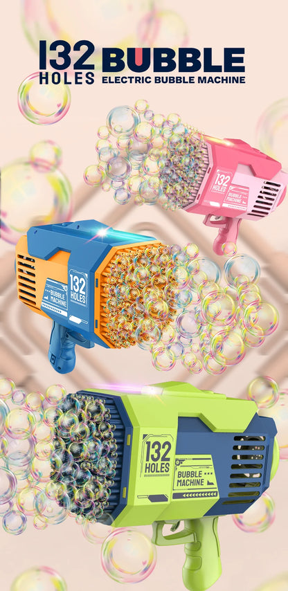 132 Holes Bubble Machine Gun Bubble Machine for Adults Kids Summer Toy Gift Outdoor Indoor Birthday Wedding Party