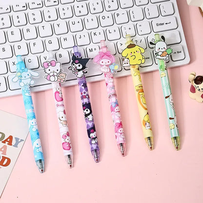 Gel Pens Cute Kuromi Melody Hello Kitty Acrylic Patch Press Pen 0.5 Black Girls Highvalue Stationery Sanrio 24 /48