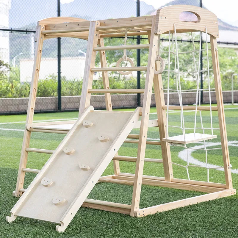 Indoor Spielplatz Gym Baby Klettern Spielzeug Klettern Wand Seil Wand Net Schaukel Leiter Holz Klettergerüst