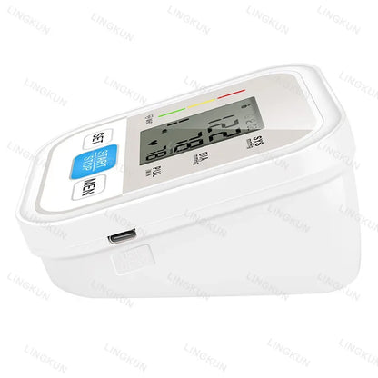 LCD Upper Arm Electronic Blood Pressure Monitor Home Automatic Digital Sphygmomanometer Tonometer Heart Rate Tensiometer