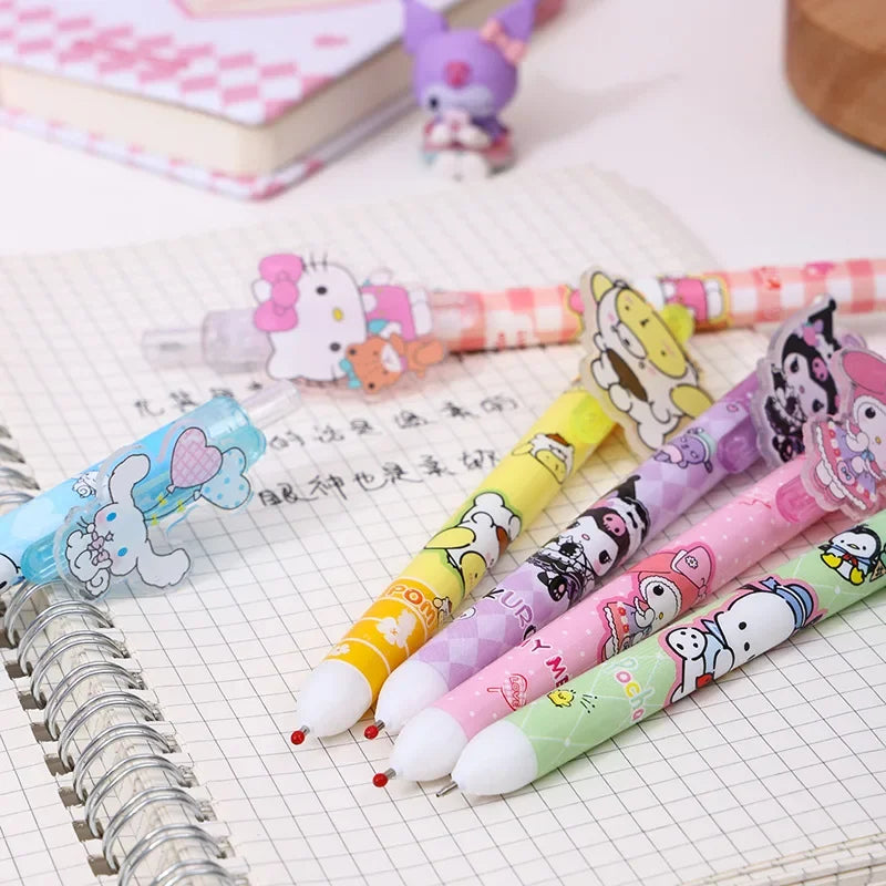 Gel Pens Cute Kuromi Melody Hello Kitty Acrylic Patch Press Pen 0.5 Black Girls Highvalue Stationery Sanrio 24 /48