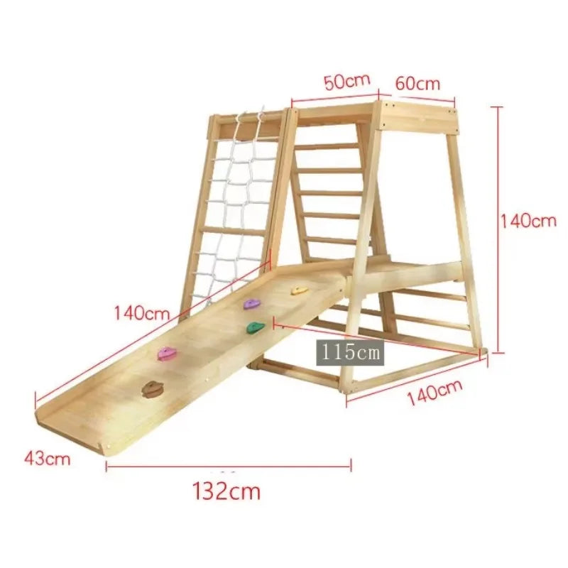 Großhandel Holz Montessori Spielplatz Kinder Outdoor Klettergerüst mit Rutsche und Leiter