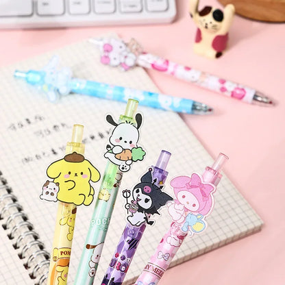 Gel Pens Cute Kuromi Melody Hello Kitty Acrylic Patch Press Pen 0.5 Black Girls Highvalue Stationery Sanrio 24 /48