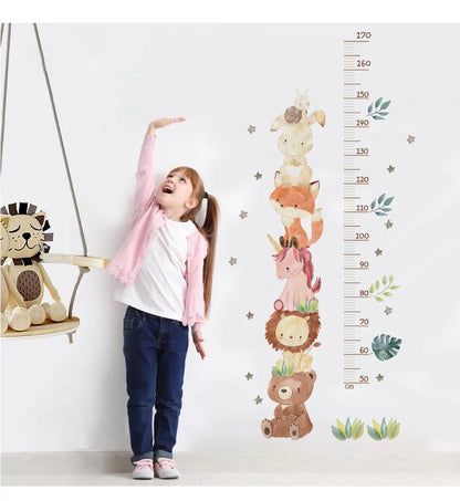 Nordische Tier Bär Löwe Hase Höhe messen Wanda uf kleber Kinder wachsen Diagramm Wandt attoos für Kinderzimmer Baby Kinderzimmer PVC