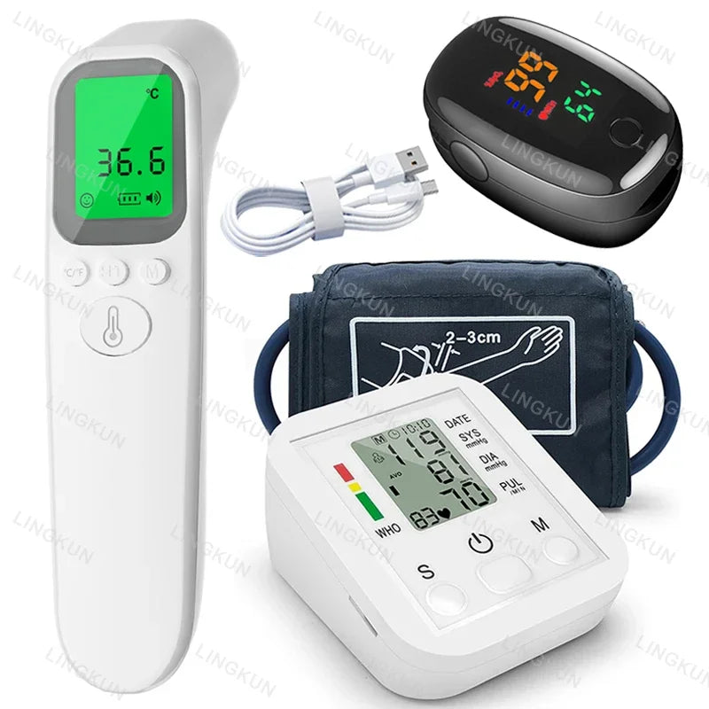 LCD Upper Arm Electronic Blood Pressure Monitor Home Automatic Digital Sphygmomanometer Tonometer Heart Rate Tensiometer