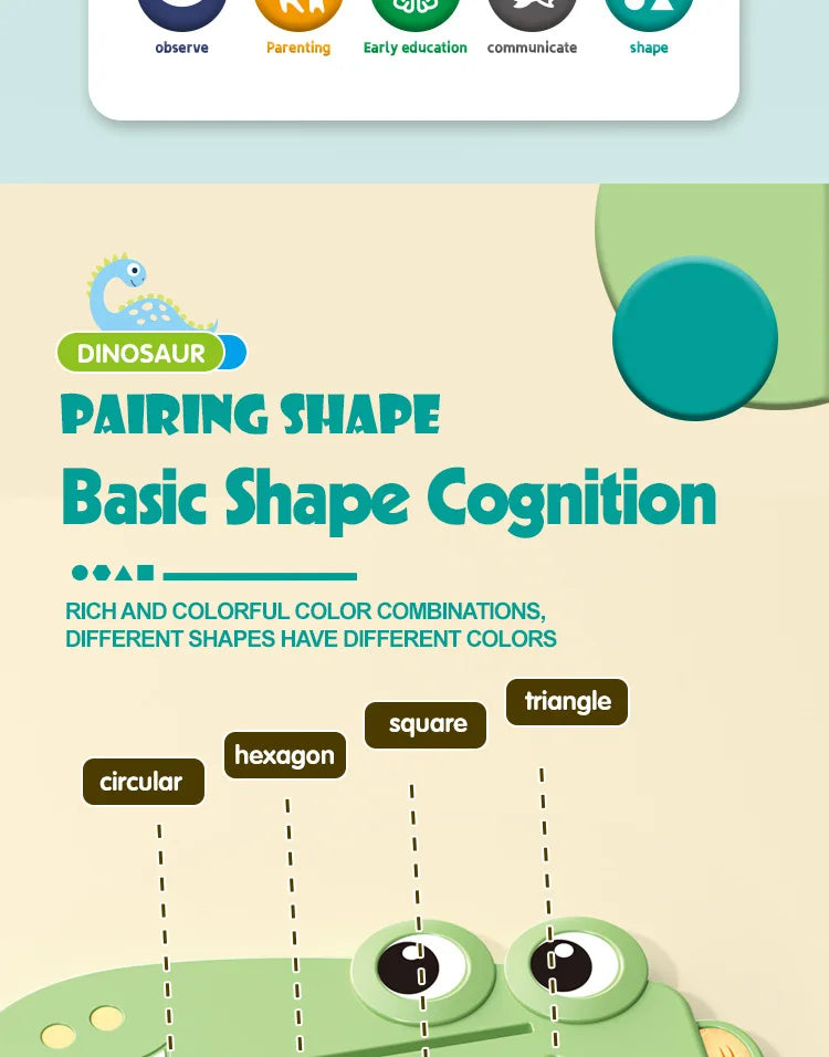 Dinosaurier kollidieren, geometrische Formen Paar, Puzzle-Denk training, Eltern-Kind-Früher ziehung, interaktives Tischs piel spielzeug