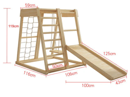 Großhandel Holz Montessori Spielplatz Kinder Outdoor Klettergerüst mit Rutsche und Leiter