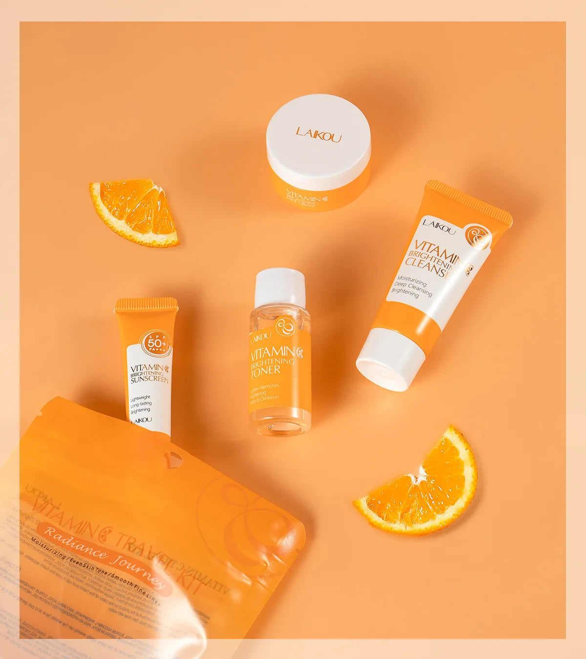 Vitamin-C-Hautpflege-Set 4-tlg. – Gesichtscreme, Reiniger, Essenz & SPF 50+ Sonnenschutz