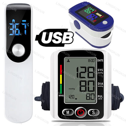 Portable Tonometer Digital LCD arm tensiometers Blood Pressure Monitor Heart rate Meter Large Cuff Sphygmomanometer Health Care