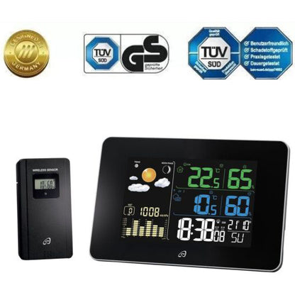 Funk Wetterstation Farbdisplay Innen & Außentemperatur AURIOL