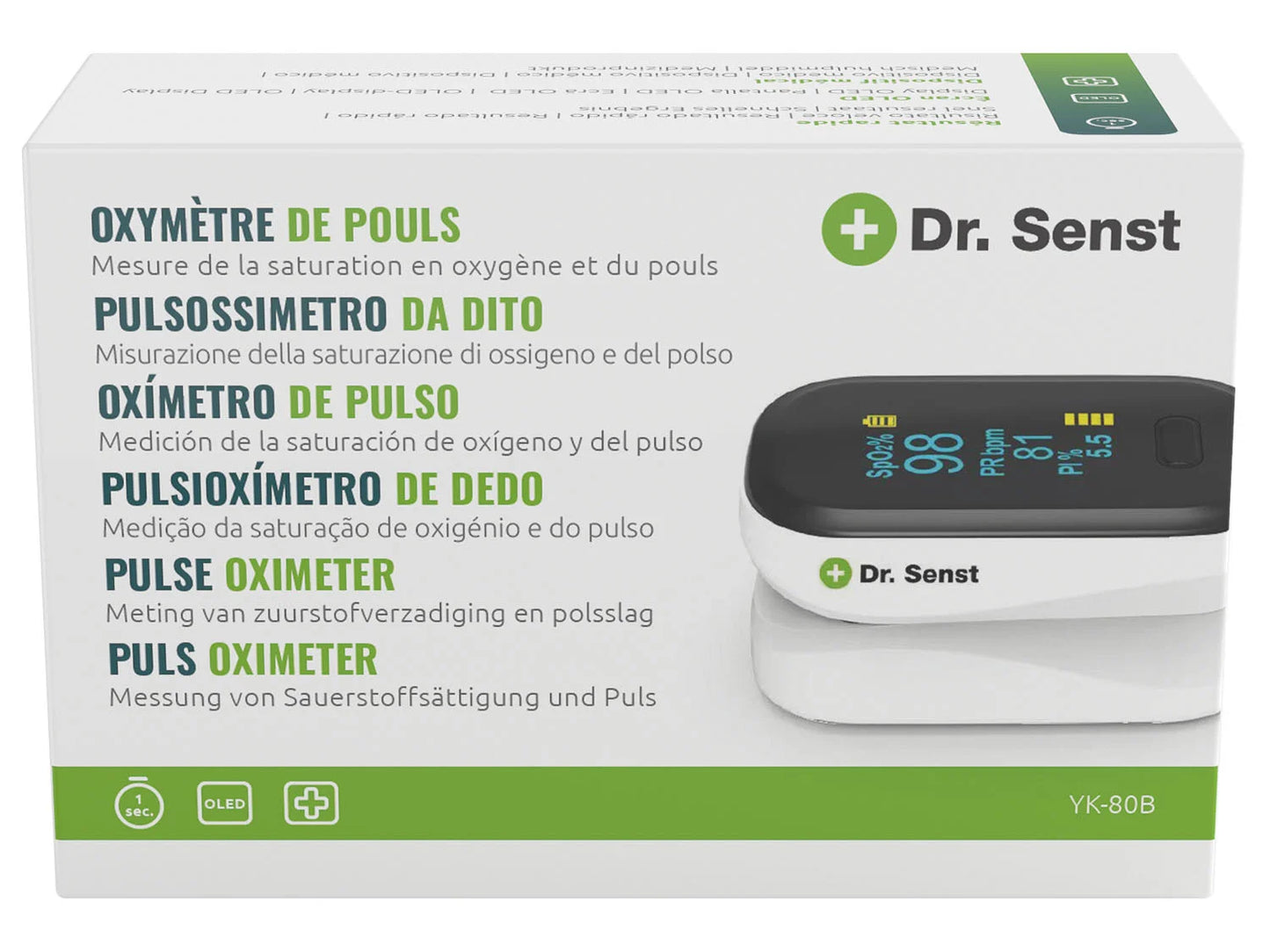 Produktinformationen "Dr. Senst® Fingerspitzen Pulsoximeter YK-80B inkl. Batterien"