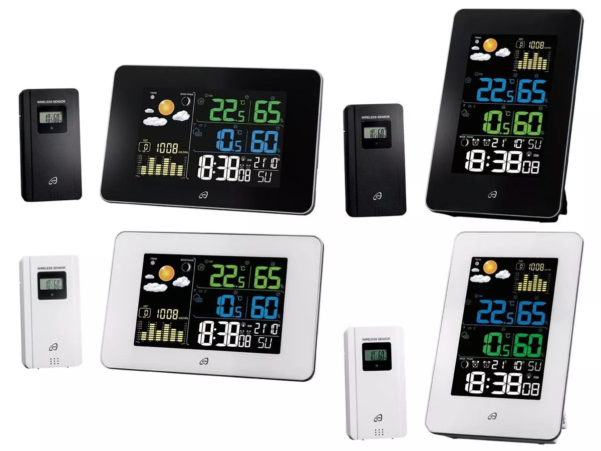 Funk Wetterstation Farbdisplay Innen & Außentemperatur AURIOL