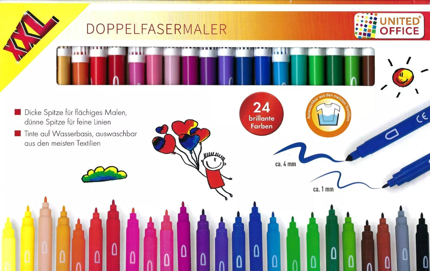 24 Doppelfaser-Maler brillante Farben